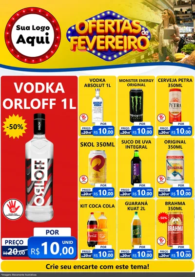 Modelo de Encarte para Encarte A4 Vertical com o tema Ofertas de Fevereiro para Distribuidora de bebidas