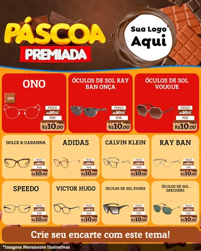 Modelo de Rede Social para Feed Instagram com o tema Páscoa Premiada para Óticas