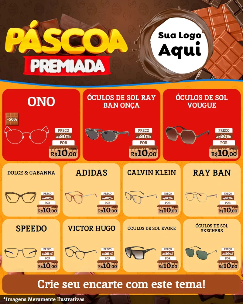 Modelo de Rede Social para Feed Instagram com o tema Páscoa Premiada para Óticas