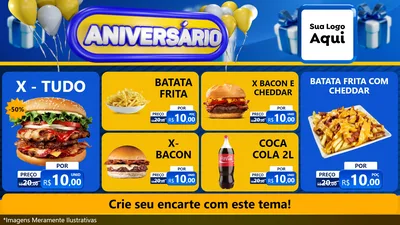 Modelo de TV para TV Horizontal com o tema Aniversário para Hamburgueria