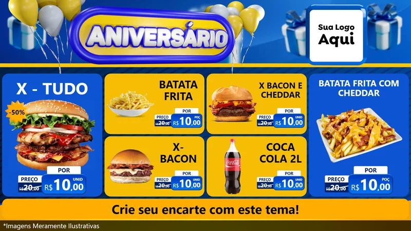 Modelo de TV para TV Horizontal com o tema Aniversário para Hamburgueria