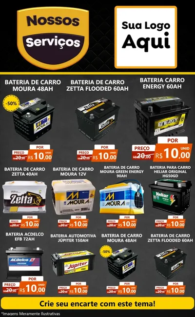 Modelo de Encarte para Encarte Grande com o tema Nossos Serviços para Baterias Elétricas