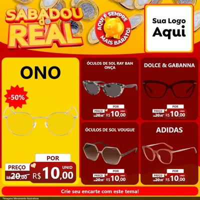 Modelo de Rede Social para Feed Facebook com o tema Sabadou do Real para Óticas
