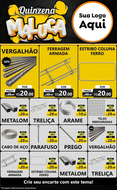 Modelo de Encarte para Encarte Grande com o tema Quinzena Maluca para Ferragens