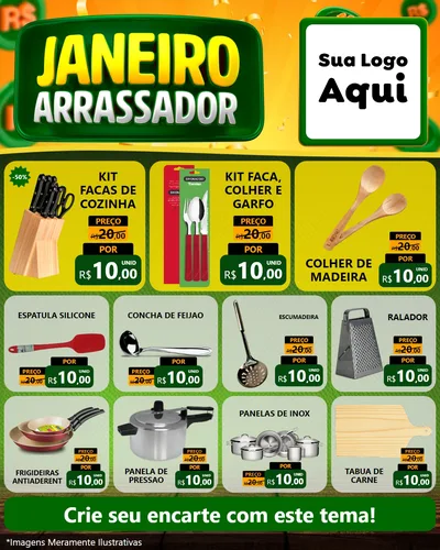 Modelo de Rede Social para Feed Instagram com o tema Janeiro Arrasador para Utilidades Domésticas