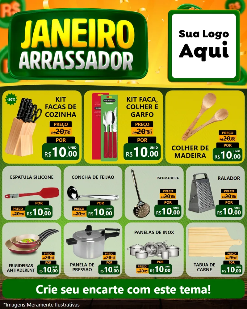 Modelo de Rede Social para Feed Instagram com o tema Janeiro Arrasador para Utilidades Domésticas