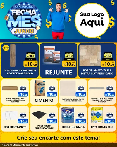 Modelo de Rede Social para Feed Instagram com o tema Operação Fecha Mês, Junho para Pisos e revestimentos