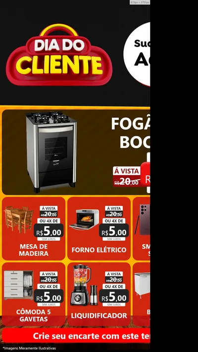 Modelo de Rede Social para Stories com o tema Dia do Cliente para Móveis e Eletro