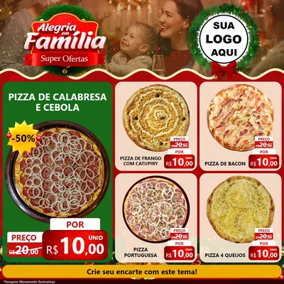 Modelo de Rede Social para Feed Facebook com o tema Alegria Em Família - Super Ofertas para Pizzaria