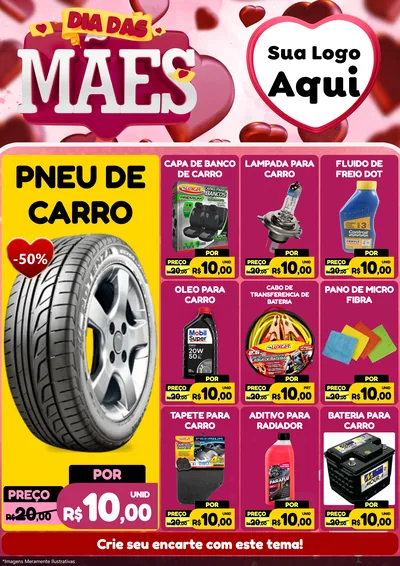 Modelo de Encarte para Encarte A4 Vertical com o tema Dia Das Mães para Auto peças