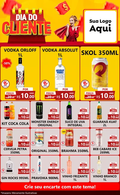Modelo de Encarte para Encarte Grande com o tema Dia do Cliente para Distribuidora de bebidas