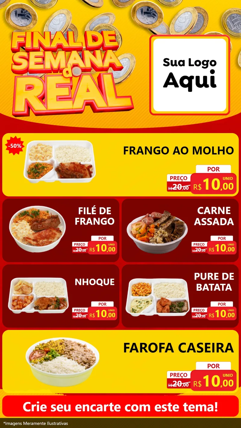 Modelo de TV para TV Vertical com o tema Final de Semana do Real para Restaurante