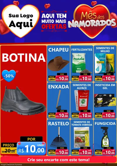 Modelo de Encarte para Encarte A4 Vertical com o tema Mês dos Namorados para Agropecuária