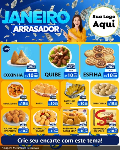 Modelo de Rede Social para Feed Instagram com o tema Janeiro Arrasador para Salgadaria