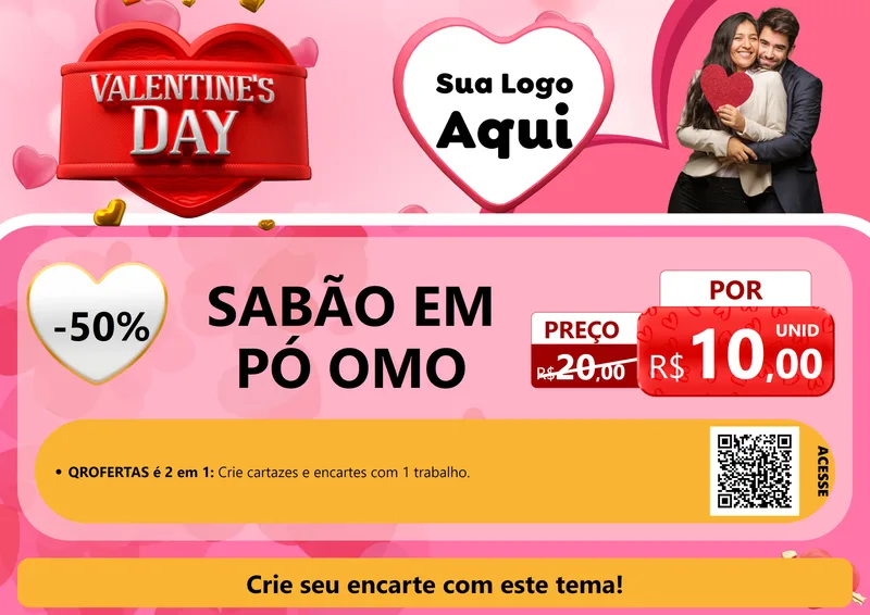 Modelo de Cartaz para Cartaz A4 Horizontal com o tema Valentine's Day para Produtos de Limpeza