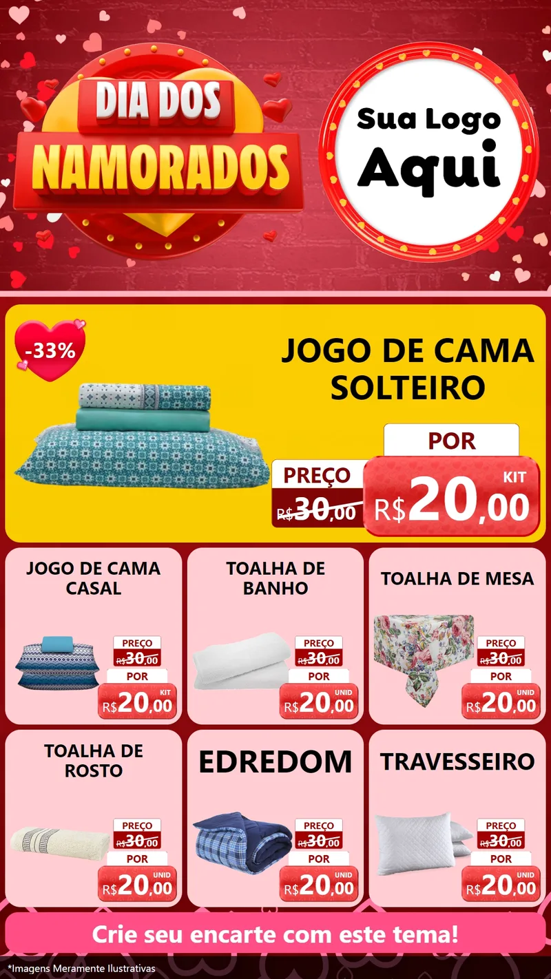 Modelo de Rede Social para Stories com o tema Dia Dos Namorados para Cama, Mesa e Banho