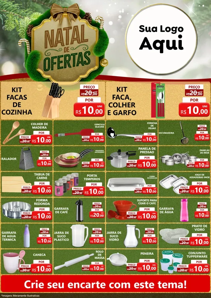 Modelo de Encarte para Encarte A4 Vertical com o tema Ofertas de Natal para Utilidades Domésticas