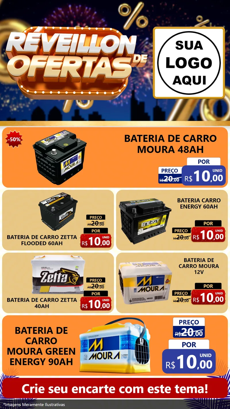 Modelo de TV para TV Vertical com o tema Réveillon de Ofertas para Baterias Elétricas