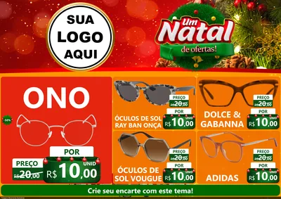 Modelo de Encarte para Encarte A4 Horizontal com o tema Um Natal de Ofertas para Óticas