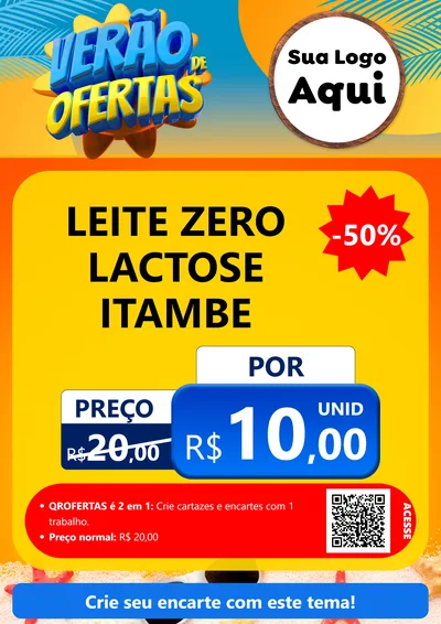 Modelo de Cartaz para Cartaz A4 Vertical com o tema Verão de Ofertas para Frios e Laticínios