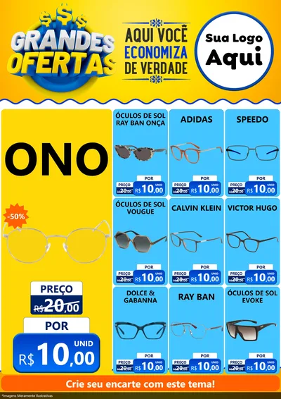Modelo de Encarte para Encarte A4 Vertical com o tema Grandes Ofertas para Óticas