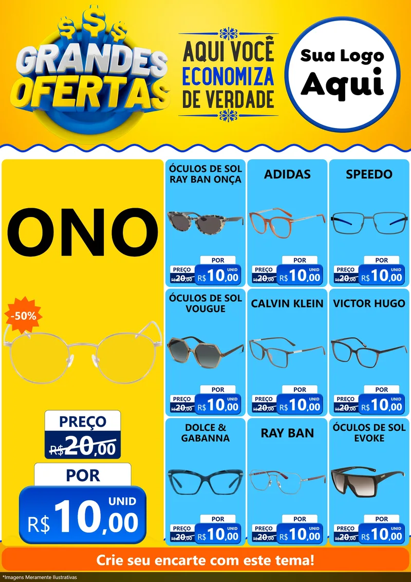 Modelo de Encarte para Encarte A4 Vertical com o tema Grandes Ofertas para Óticas