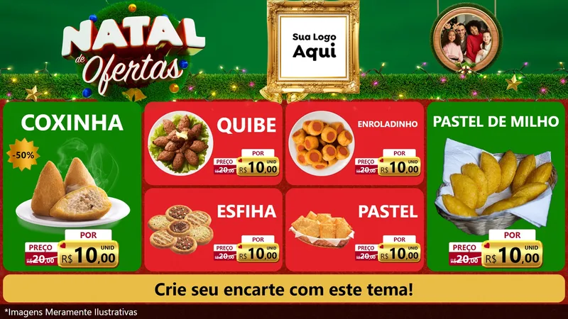 Modelo de TV para TV Horizontal com o tema Natal de Ofertas para Salgadaria