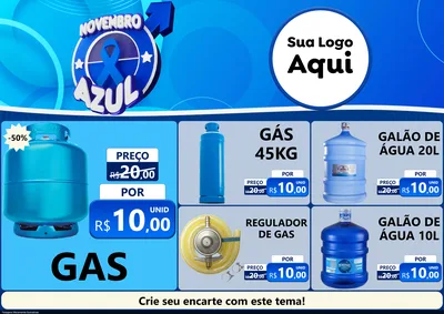 Modelo de Encarte para Encarte A4 Horizontal com o tema Novembro Azul para Água e gás