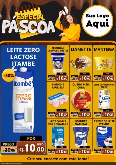 Modelo de Encarte para Encarte A4 Vertical com o tema Especial Páscoa para Frios e Laticínios