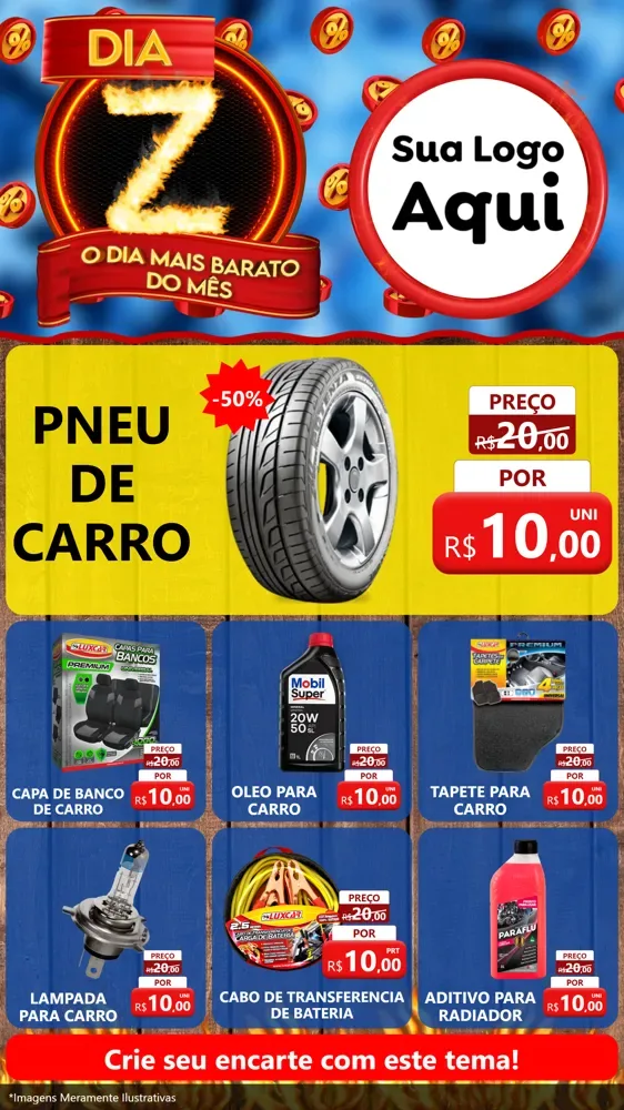 Modelo de Rede Social para Stories com o tema Dia Z - O Dia Mais Barato Do Mês para Auto peças