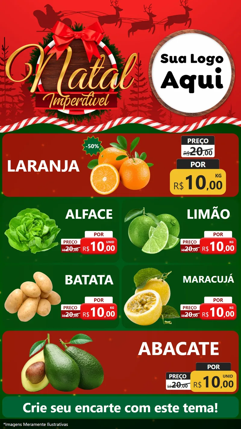 Modelo de TV para TV Vertical com o tema Natal Imperdível para Hortifrúti