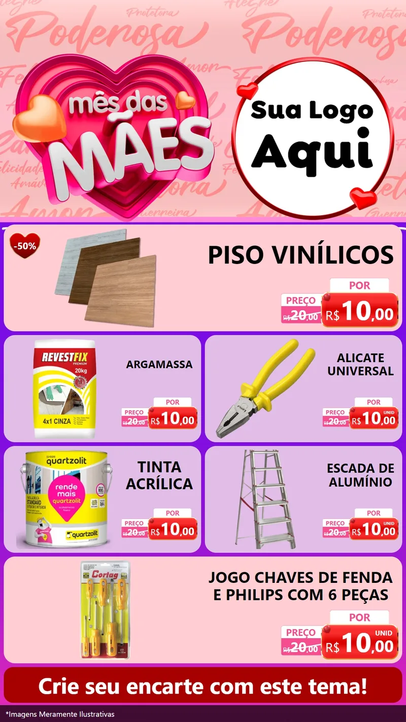 Modelo de TV para TV Vertical com o tema Mês Das Mães para Material para Construção