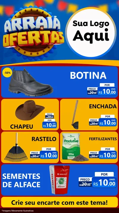 Modelo de TV para TV Vertical com o tema Arraiá de Ofertas - Junina para Agropecuária