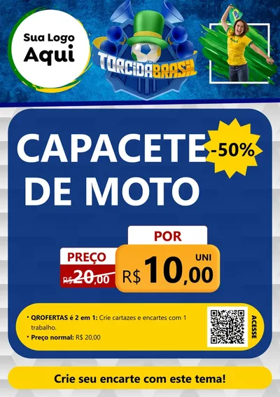 Modelo de Cartaz para Cartaz A4 Vertical com o tema Torcida Brasil - Copa para Moto peças