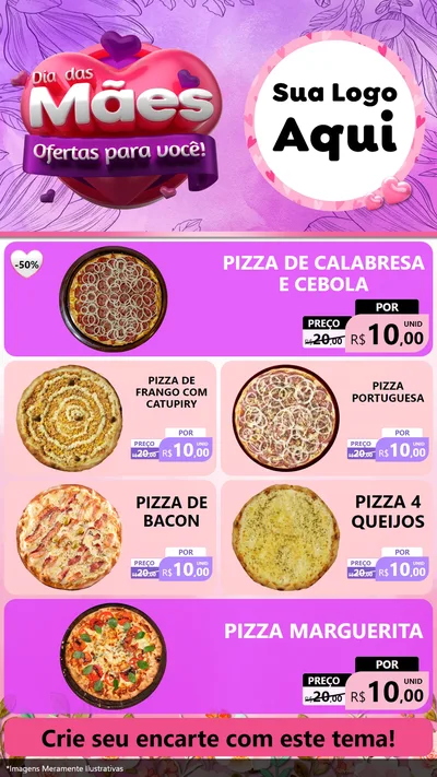 Modelo de TV para TV Vertical com o tema Dia das Mães Ofertas para Você! para Pizzaria