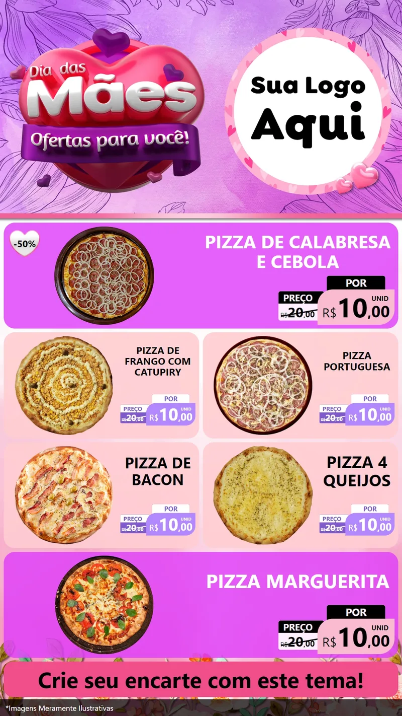 Modelo de TV para TV Vertical com o tema Dia das Mães Ofertas para Você! para Pizzaria