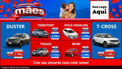 Modelo de TV para TV Horizontal com o tema Promoção das Mães para Concessionaria de Carros