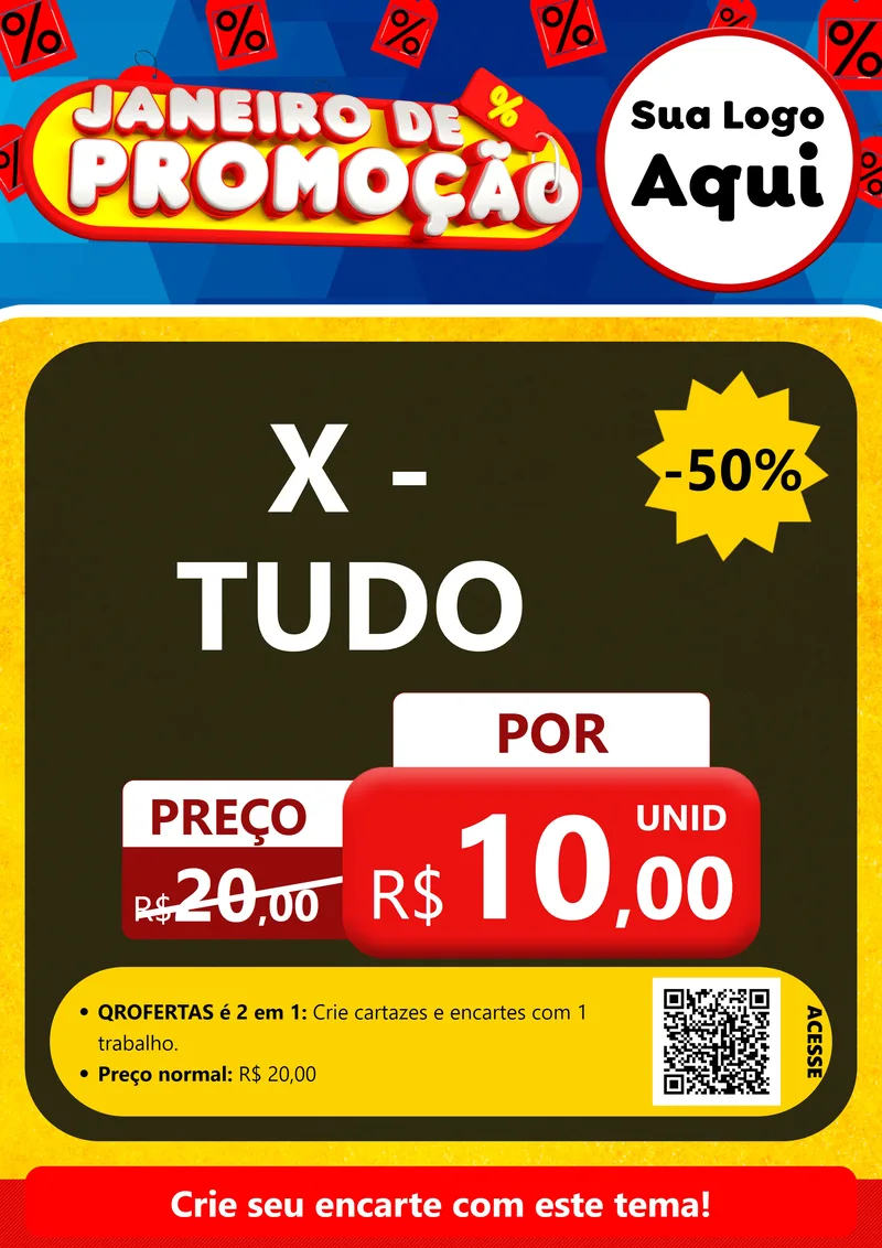 Modelo de Cartaz para Cartaz A4 Vertical com o tema Janeiro de Promoção para Hamburgueria