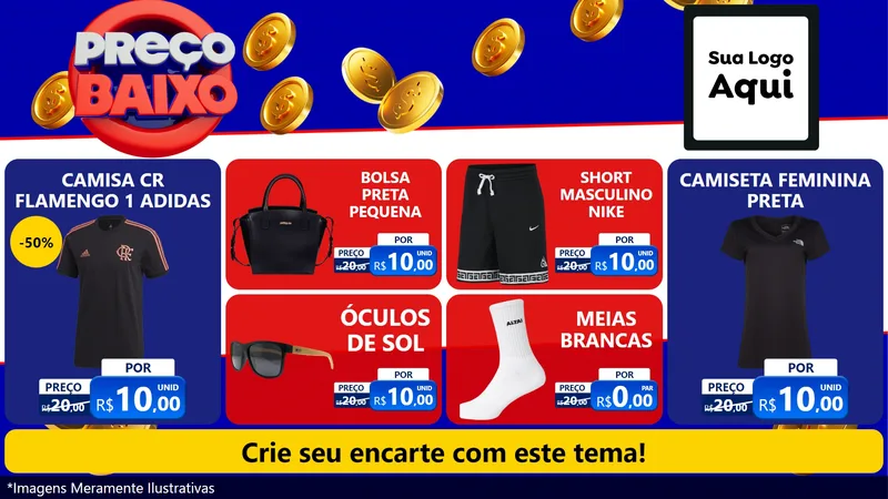 Modelo de TV para TV Horizontal com o tema Preço Baixo para Roupas e acessórios