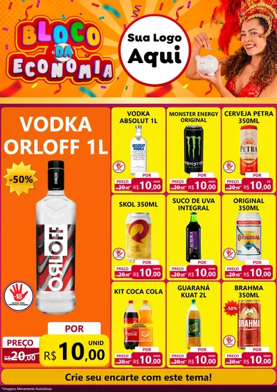 Modelo de Encarte para Encarte A4 Vertical com o tema Bloco da Economia para Distribuidora de bebidas
