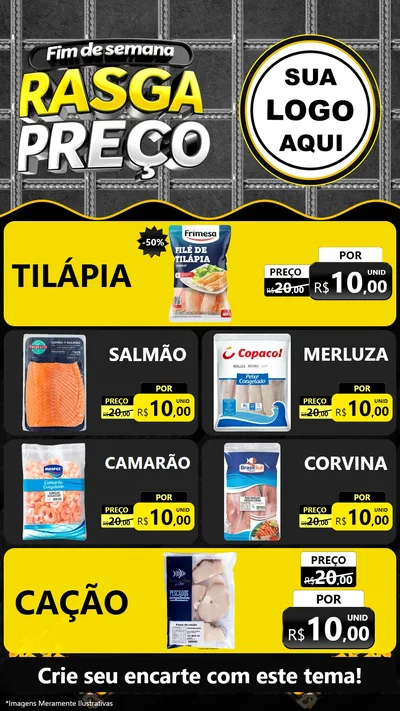 Modelo de TV para TV Vertical com o tema Fim de Semana Rasga Preço para Peixaria