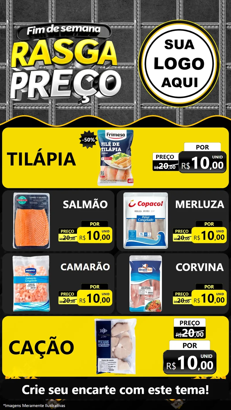 Modelo de TV para TV Vertical com o tema Fim de Semana Rasga Preço para Peixaria