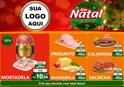 Modelo de Encarte para Encarte A4 Horizontal com o tema Um Natal de Ofertas para Frios e Laticínios