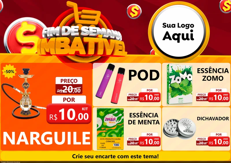 Modelo de Encarte para Encarte A4 Horizontal com o tema Fim de Semana Imbatível para Tabacaria