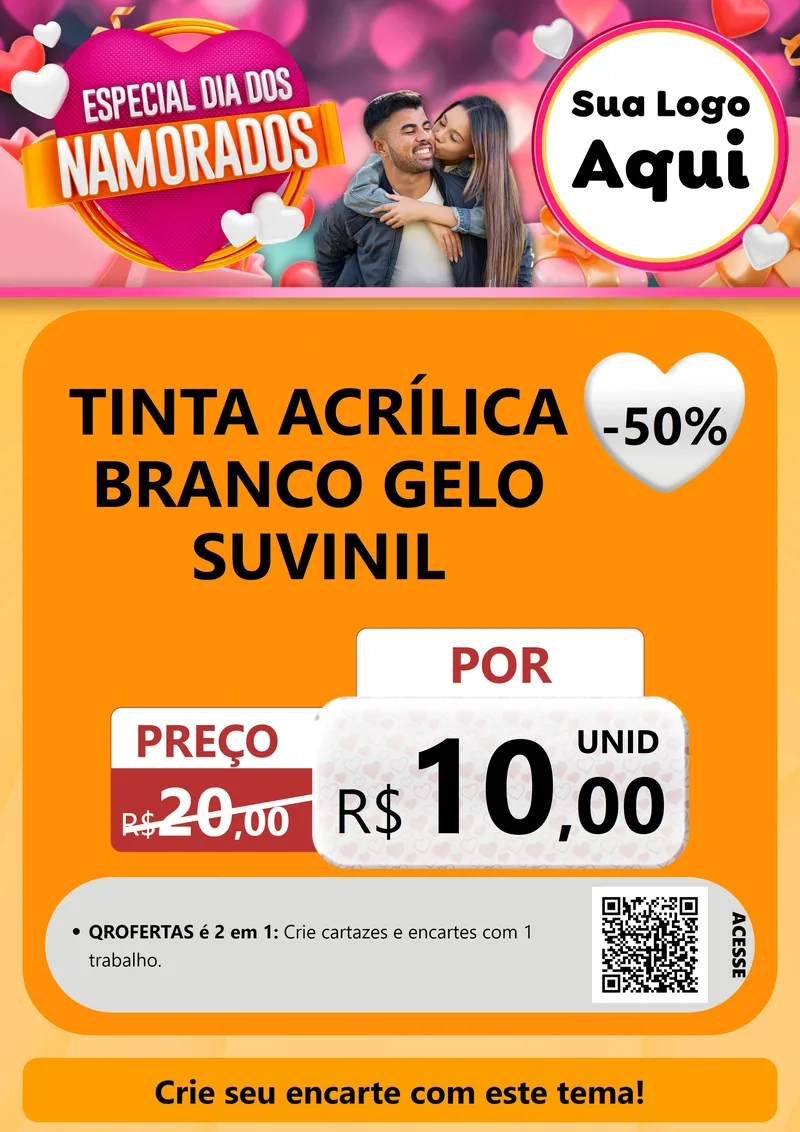 Modelo de Cartaz para Cartaz A4 Vertical com o tema Especial Dia dos Namorados para Tintas e Ferramentas