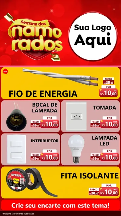 Modelo de TV para TV Vertical com o tema Semana dos namorados para Materiais Elétricos