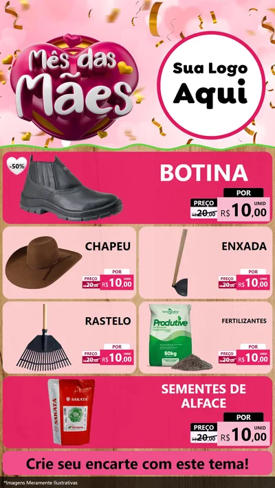 Modelo de TV para TV Vertical com o tema Mês das Mães para Agropecuária