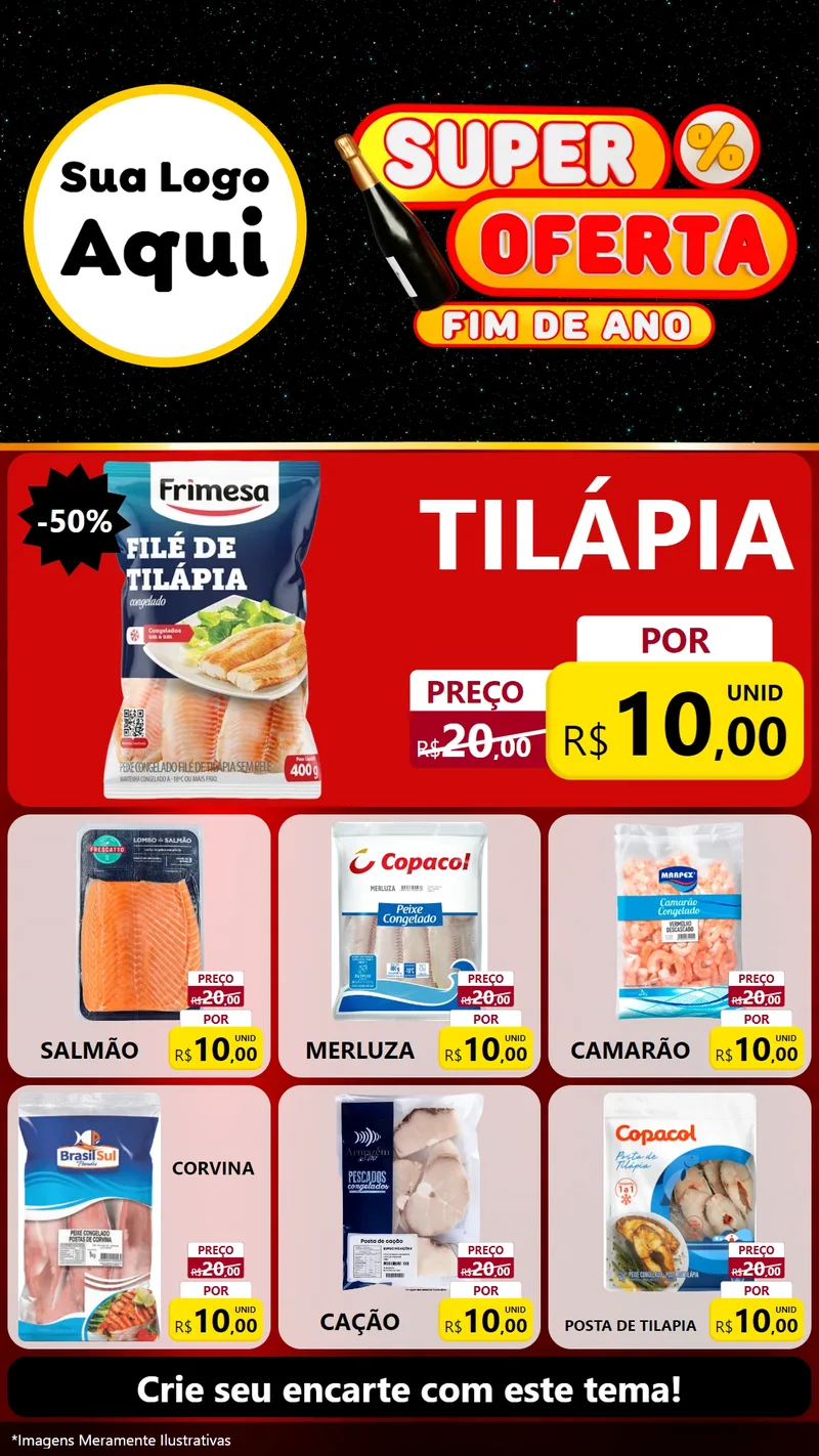 Modelo de Rede Social para Stories com o tema Super Oferta Fim de Ano para Peixaria
