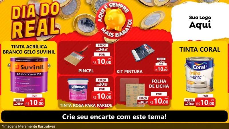 Modelo de TV para TV Horizontal com o tema Dia Do Real para Tintas e Ferramentas