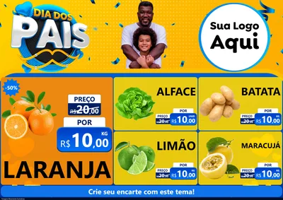 Modelo de Encarte para Encarte A4 Horizontal com o tema Dia dos Pais para Hortifrúti
